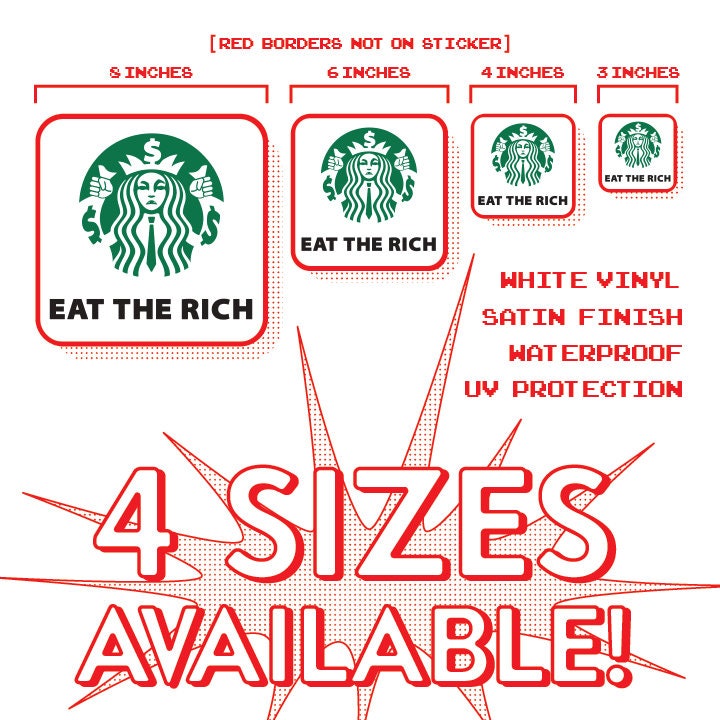 Socialist Sticker Eat the Rich Sticker for Laptop Anti-capitalist Sticker for Water bottle Leftist Sticker for Coffee Lover Progressive