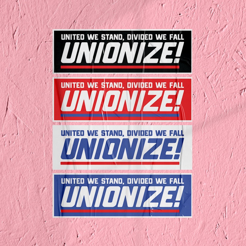 Union Sticker United We Stand Divided We Fall Sticker Union Labor Movement Solidarity Sticker for Working Class Leftist Socialist Sticker
