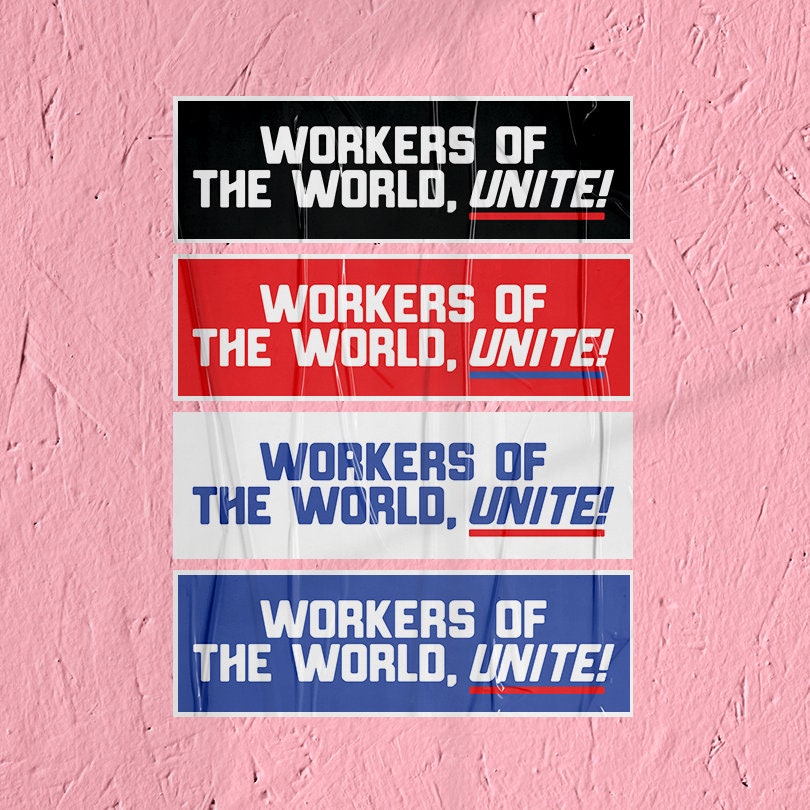 Union Sticker Workers of the World Unite Bumper Sticker for Labor Movement Solidarity Sticker for Working Class Leftist Socialist Karl Marx