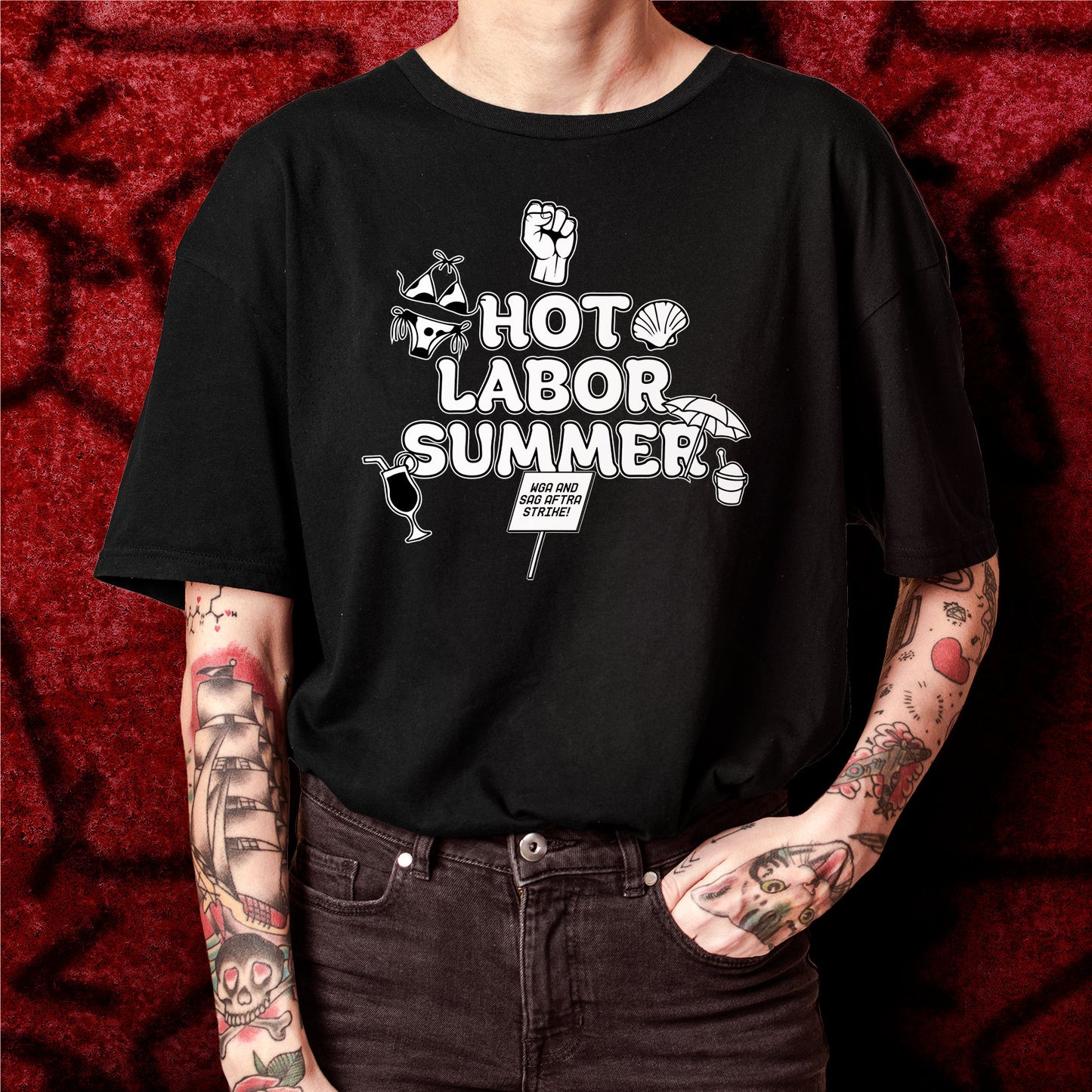 SAG AFTRA Strike Shirt hot labor summer shirt screen actors guild shirt solidarity union labor AMPTP necessary evil wga Strike fair wages ai
