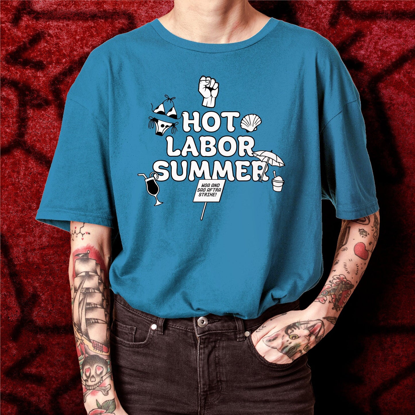 SAG AFTRA Strike Shirt hot labor summer shirt screen actors guild shirt solidarity union labor AMPTP necessary evil wga Strike fair wages ai