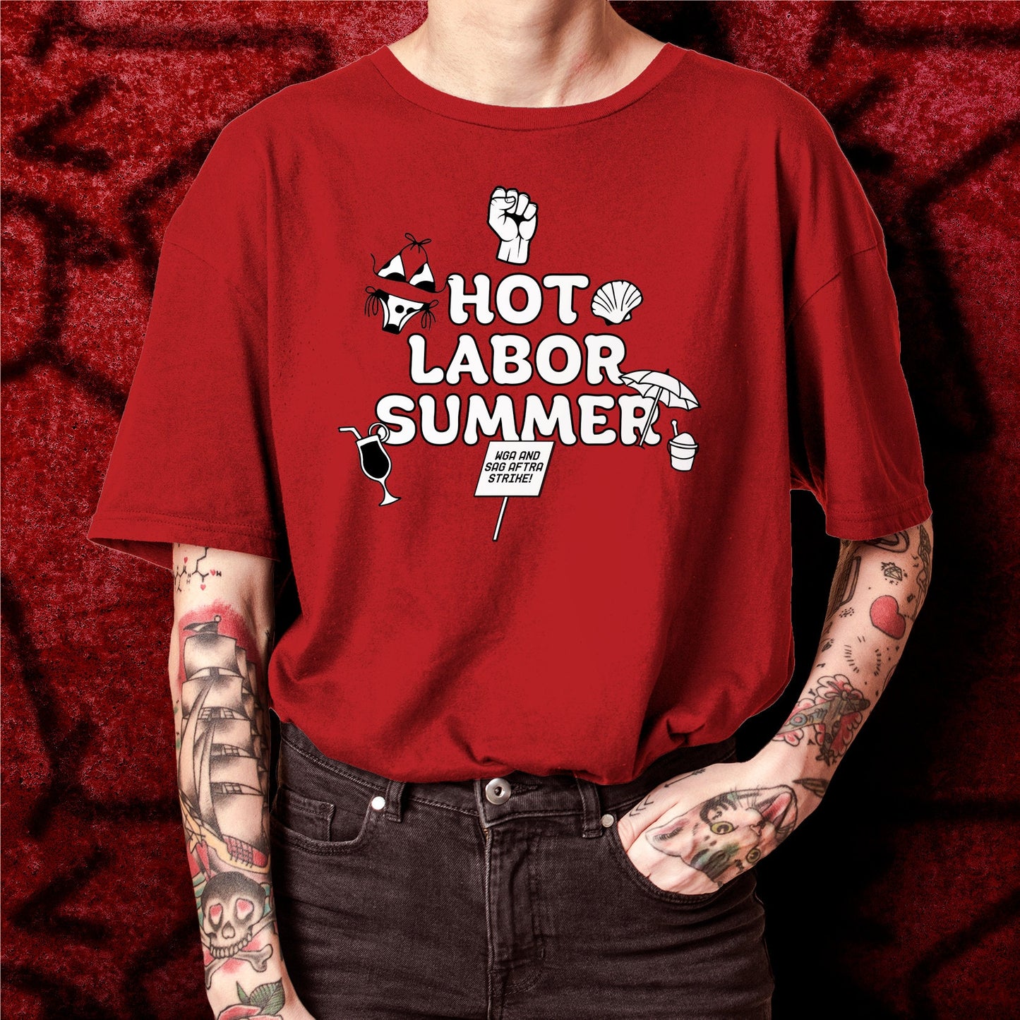 SAG AFTRA Strike Shirt hot labor summer shirt screen actors guild shirt solidarity union labor AMPTP necessary evil wga Strike fair wages ai