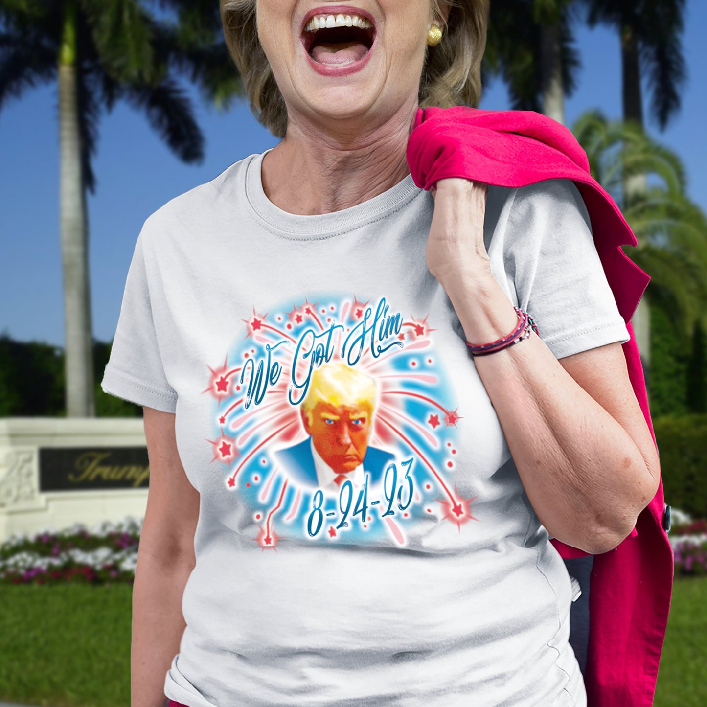 Donald Trump Mugshot Shirt Former President Indictment Arrest Fulton County Jail Georgia Bail Surrender Defendant Coup Hillary Clinton email