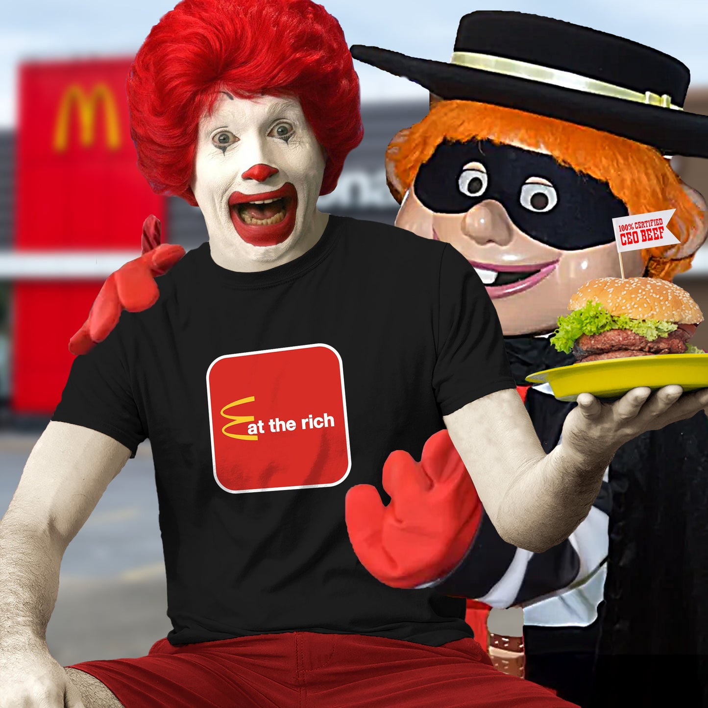 Eat the Rich Shirt McDonalds Political Anti Capitalist tshirt Leftist Gift Socialist Communist tshirt Hamburger lover Labor Union Solidarity