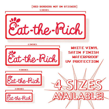 Socialist Sticker Eat the Rich Sticker for Laptop Anti-capitalist Sticker for Water bottle Leftist Sticker for Progressives Chicken Sandwich