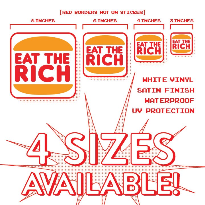 Socialist Sticker Eat the Rich Sticker for Laptop Anti-capitalist Sticker for Water bottle Leftist Sticker for Progressives King Burger