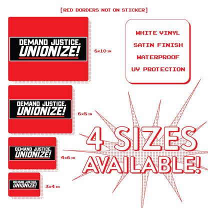 Union Sticker Demand Justice Unionize Sticker Union Labor Movement Solidarity Sticker for Working Class Leftist Eat the Rich Sticker decal