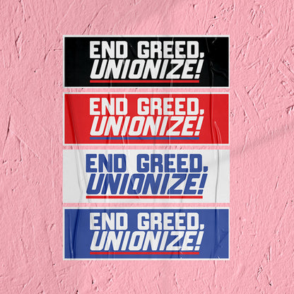 Union Sticker End Greed Unionize Sticker Union Labor Movement Solidarity Sticker for Working Class Leftist Eat the Rich Sticker Blue Collar